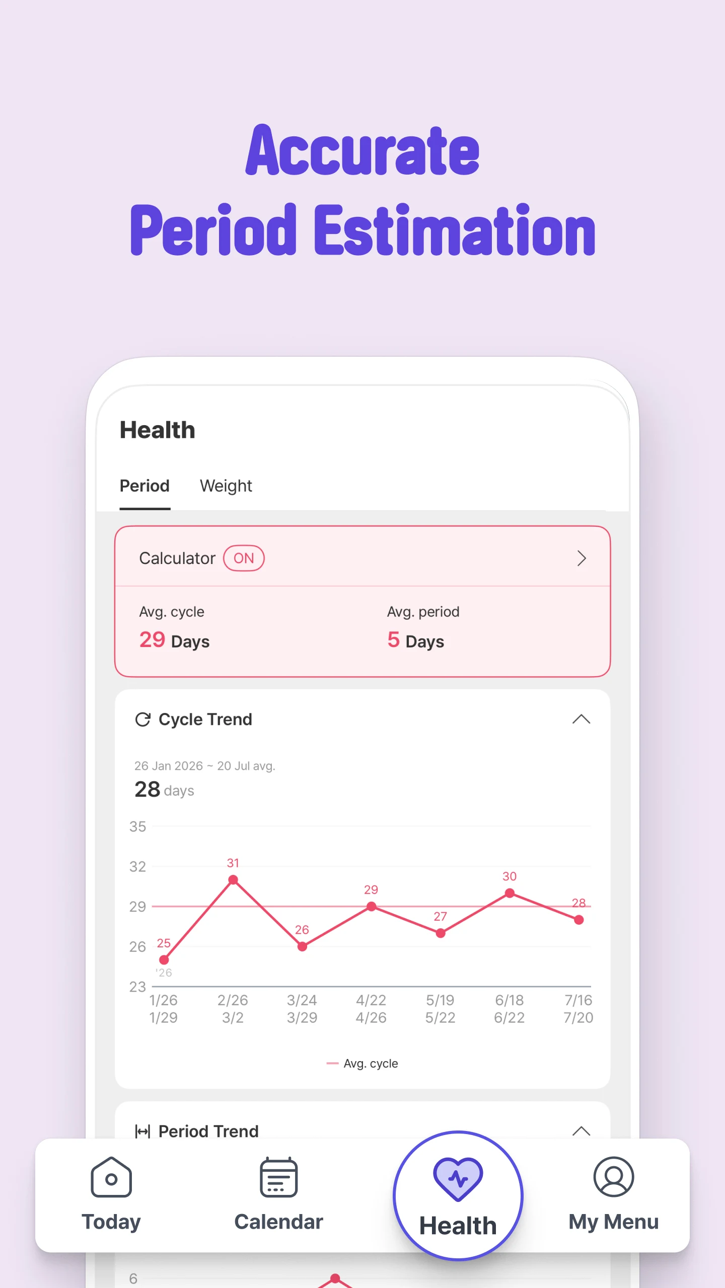 Bom Calendar - Period tracker screenshot